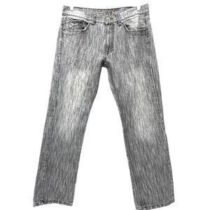 Helix Men's Slim Stitched Studded Grey Denim Jeans Size 36x34